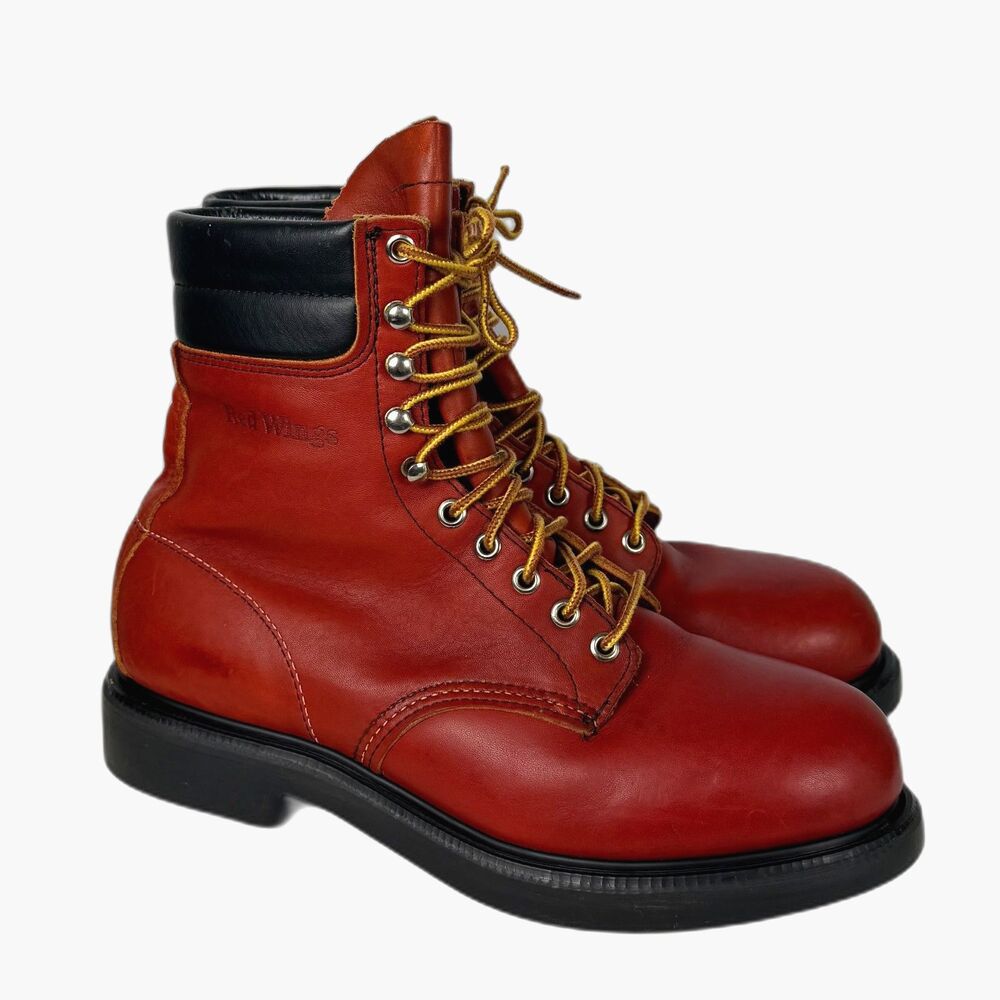 Red Wing Vintage 2204 PT91 Boots Mens 8.5 3E Red Leather ANSI Z41 USA Work Boots